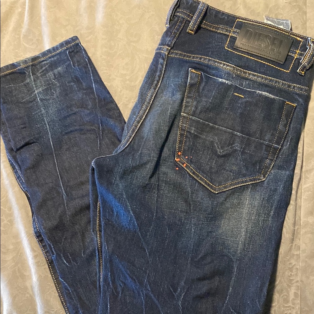 Diesel Blue Slim Jeans with Vintage Wash